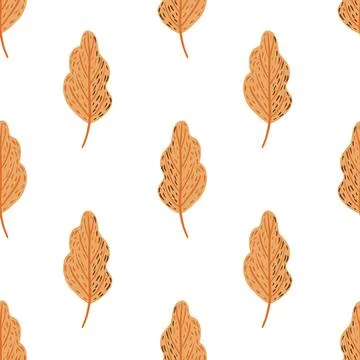 Seamless pattern with isolated orange oak leaves ornament. Autumn foliage bac Stock Illustration