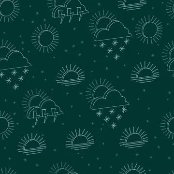 Seamless pattern of isolated outline 3d weather icons イラスト素材