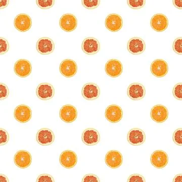 Seamless pattern of isolated slices of grapefruit and orange. Illustrazione stock