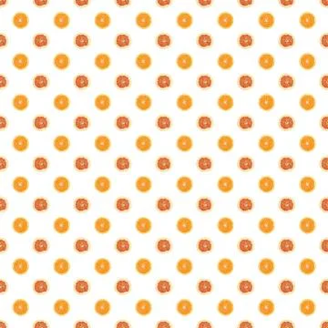 Seamless pattern of isolated slices of grapefruit and orange. Stock Illustration