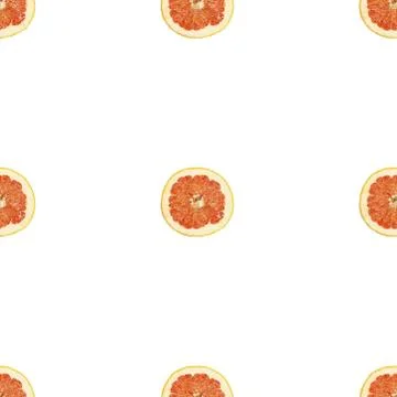 Seamless pattern of isolated slices of grapefruit. Wallpaper for background Stock Photos