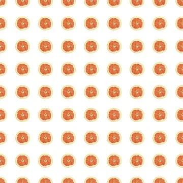 Seamless pattern of isolated slices of grapefruit. Wallpaper for background Stock Photos