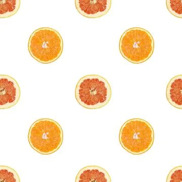 Seamless pattern of isolated slices of grapefruit and orange. Foto stock