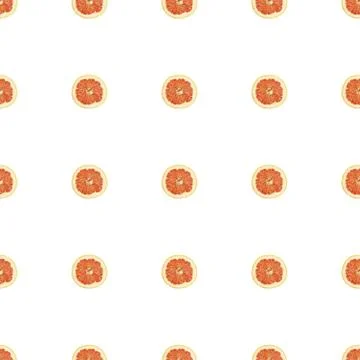Seamless pattern of isolated slices of grapefruit. Wallpaper for background 스톡 사진