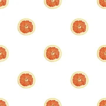 Seamless pattern of isolated slices of grapefruit. Wallpaper for background Stock Photos