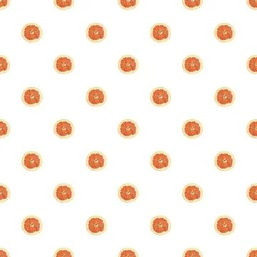 Seamless pattern of isolated slices of grapefruit. Wallpaper for background Stock Photos