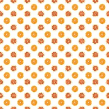 Seamless pattern of isolated slices of grapefruit and orange. Stock Photos