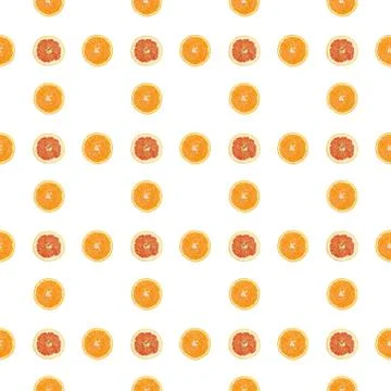 Seamless pattern of isolated slices of grapefruit and orange. Stock Photos