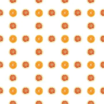 Seamless pattern of isolated slices of grapefruit and orange. Stock Photos