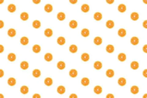 Seamless pattern of isolated slices of orange. Wallpaper for background, design Foto stock