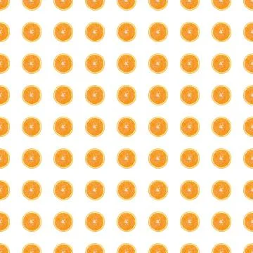 Seamless pattern of isolated slices of orange. Wallpaper for background, design Stock Photos