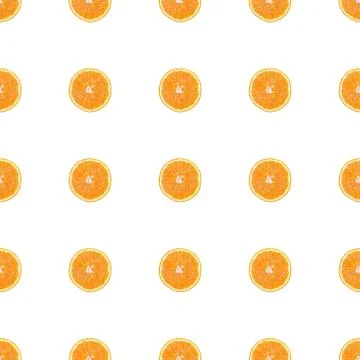 Seamless pattern of isolated slices of orange. Wallpaper for background, design Stock Photos