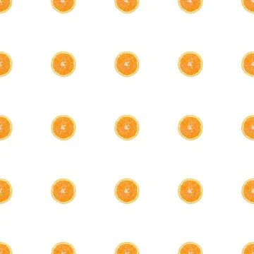 Seamless pattern of isolated slices of orange. Wallpaper for background, design Stock Photos