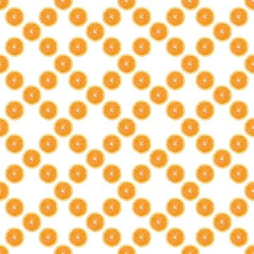 Seamless pattern of isolated slices of orange. Wallpaper for background, design Foto stock