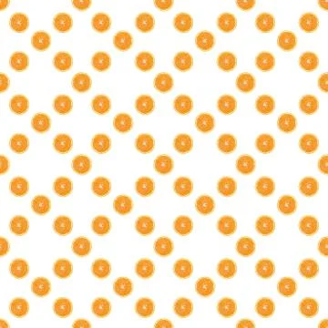 Seamless pattern of isolated slices of orange. Wallpaper for background, design Stock Photos