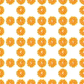 Seamless pattern of isolated slices of orange. Wallpaper for background, desi Stock Photos