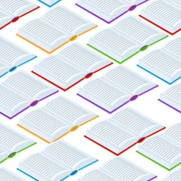 Seamless pattern with isometric books. イラスト素材