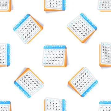 Seamless pattern of isometric calendars showing different dates and days of the Stock Illustration