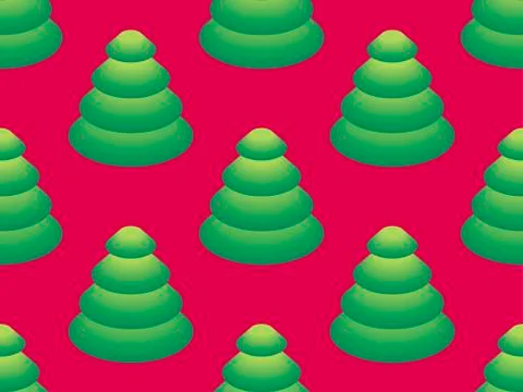 Seamless pattern with isometric Christmas trees. Fir tree with green gradient Stock Illustration