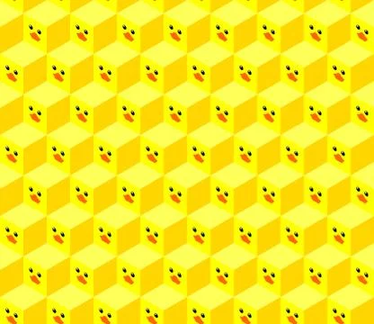 Seamless pattern of isometric cubes with flat design cute duck face Stockillustratie
