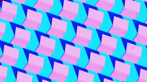 Seamless Pattern Isometric Laptops 02 4K Stock Footage 250747549