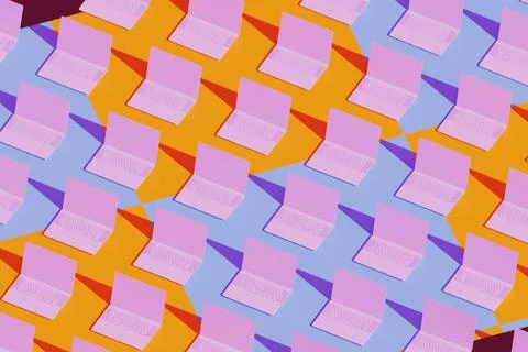 Seamless Pattern Isometric Laptops イラスト素材
