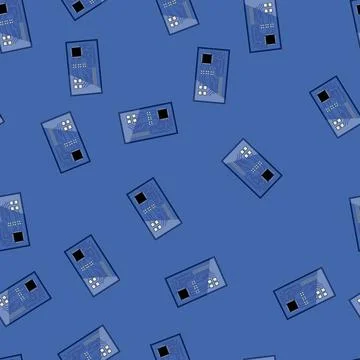 Seamless pattern isometric microcontroller cartoon vector Illustrazione stock