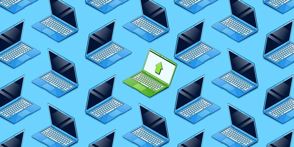 Seamless pattern with isometric modern laptops Illustrazione stock