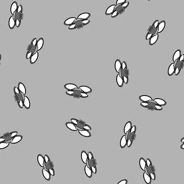 Seamless pattern isometric quadcopter cartoon vector 스톡 일러스트