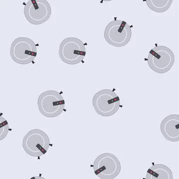 Seamless pattern isometric robot vacuum cleaner cartoon vector Stock Illustration