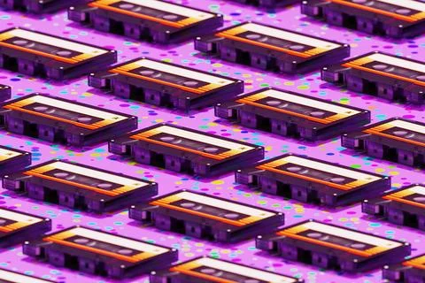 Seamless Pattern Isometric Tape Cassette For Minimal Art Stock Illustration
