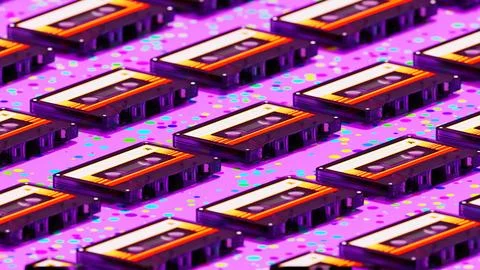 Seamless Pattern Isometric Tape Cassette For Minimal Art 04 Stock Photos