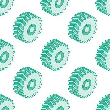 Seamless pattern with isometric tractor wheels. Objects isolated on white b.. イラスト素材