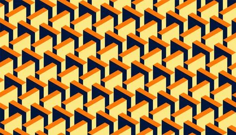 Seamless pattern isometric volumetric geometric shapes Stock Illustration