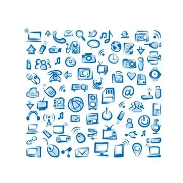 Seamless pattern with IT devices for your design Stockillustratie