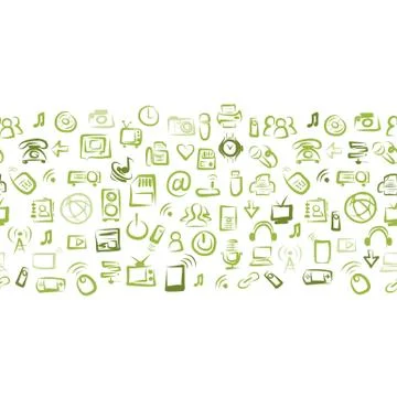 Seamless pattern with IT devices for your design Stock Illustration