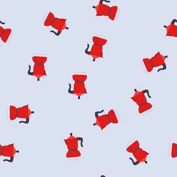 Seamless pattern italian moka pot coffee cartoon vector Stock Illustration
