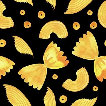 Seamless pattern with Italian pasta for the design of menus, wrapping paper Stock Illustration