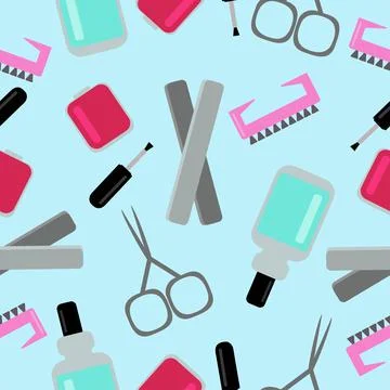Seamless pattern items for manicure vector Stock Illustration