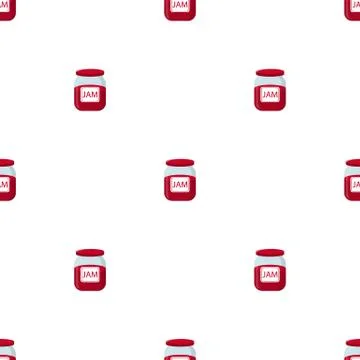 Seamless pattern with jam jar on white backgroud. Natural healthy food. Vector. Stock Illustration