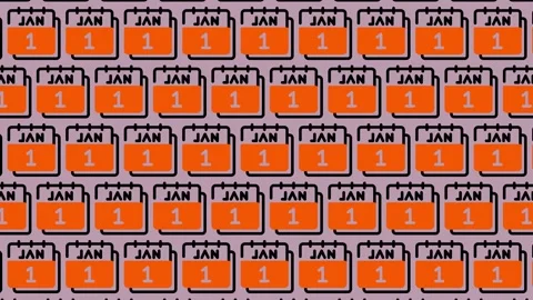 Seamless Pattern of January 1st Calendar Icons for New Year and Planning. Stock Footage 325390108