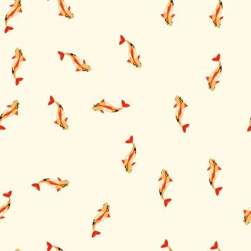 Seamless pattern japan koi fish carp cartoon vector Stock Illustration