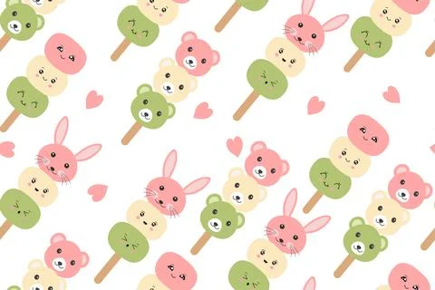 A seamless pattern from the Japanese dango dessert. Vector of Japanese dessert Illustrazione stock