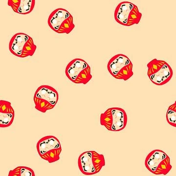 Seamless pattern japanese daruma doll good luck symbol vector Stock Illustration