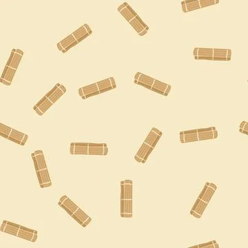 Seamless pattern japanese sushi rolling mat cartoon vector Stock Illustration