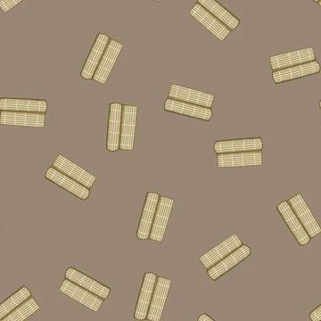 Seamless pattern japanese sushi rolling mat cartoon vector Stock Illustration