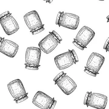 Seamless pattern Jar with fabric cover drawing for food preservation Stock Illustration