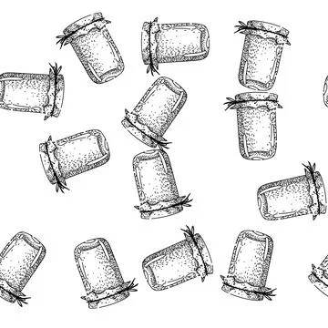 Seamless pattern Jar filled with homemade jam tied with string Ilustración de archivo