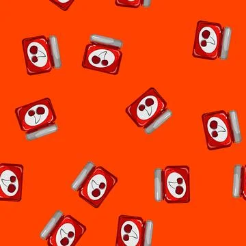 Seamless pattern jar jam fruit food cartoon vector Stock Illustration