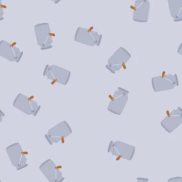 Seamless pattern jar metal milk can cartoon vector Stock Illustration